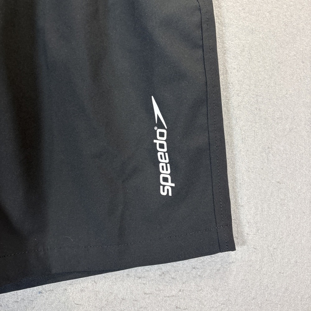 Speedo Men's Swim Trunk Knee Length Size Large Black and Gray‎ EUC Pockets